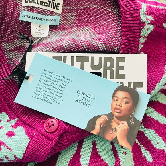 NWT Future Collective Purple/Green Cardigan Size Small - Picture 7 of 9